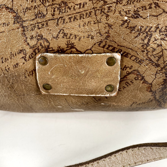 Patricia Nash Benvenuto Tote Signature Map Brown Leather Antique Brass Hardware - Picture 10 of 14